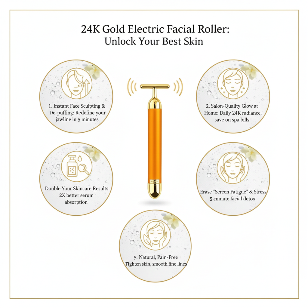 24K Gold Electric Facial Massage Roller