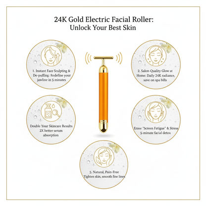 24K Gold Electric Facial Massage Roller