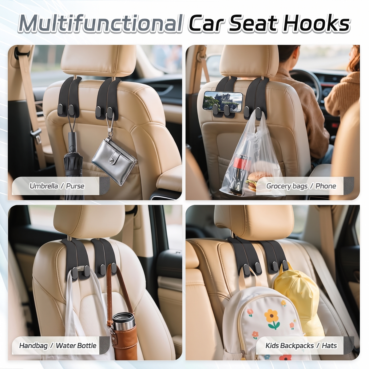 Universal Car Headrest Hook - Pack Of 2